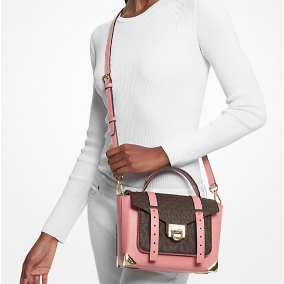 Michael Kors Manhattan Medium Leather and Logo Satchel - Picture 3 of 4